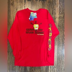 Vintage SpongeBob Movie Promo Long Sleeve Tee VTG Plankton Leave My Brain Alone